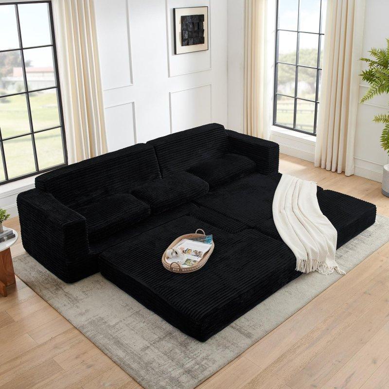 Siyah Havlu Kumaş Modüler Modern Bohem Koltuk - 287x224 cm - 293554