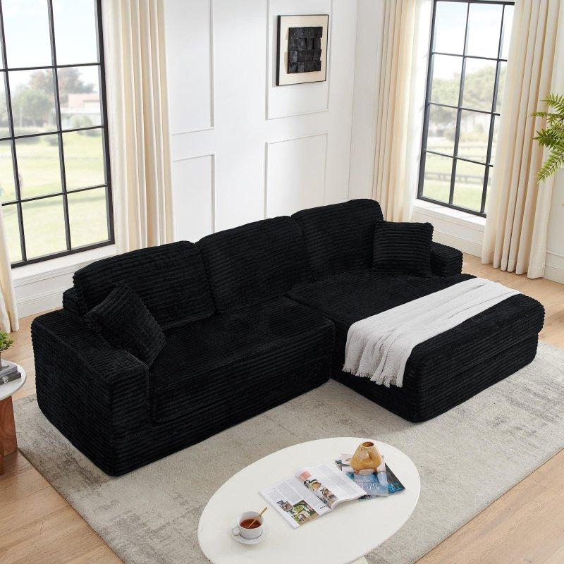 Siyah Havlu Kumaş Modüler Modern Bohem Koltuk - 287x224 cm - 293554