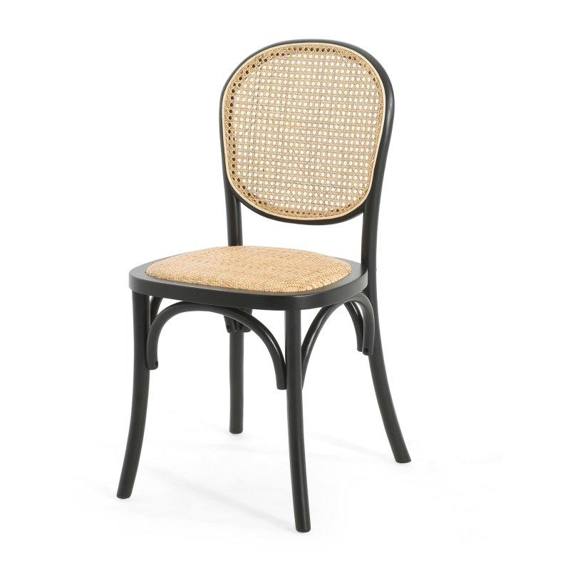 Siyah Huş Ağacı 2li Set Yuvarlak Sırtlı Rattan Sandalye - 49x45x89 cm - 251906