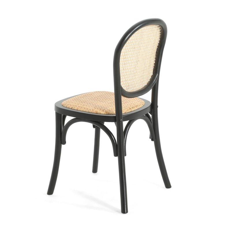 Siyah Huş Ağacı 2li Set Yuvarlak Sırtlı Rattan Sandalye - 49x45x89 cm - 251906