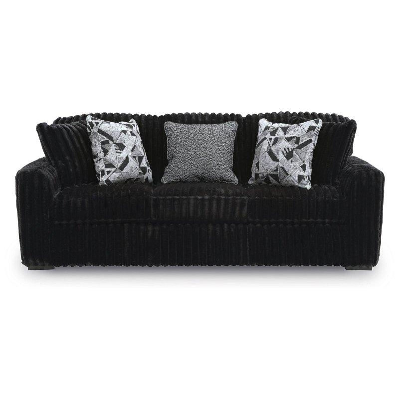 Siyah Jumbo Kadife Kumaş 3 Kişilik Çıkarılabilir Minderli Bohem Koltuk - 249 cm - 280891