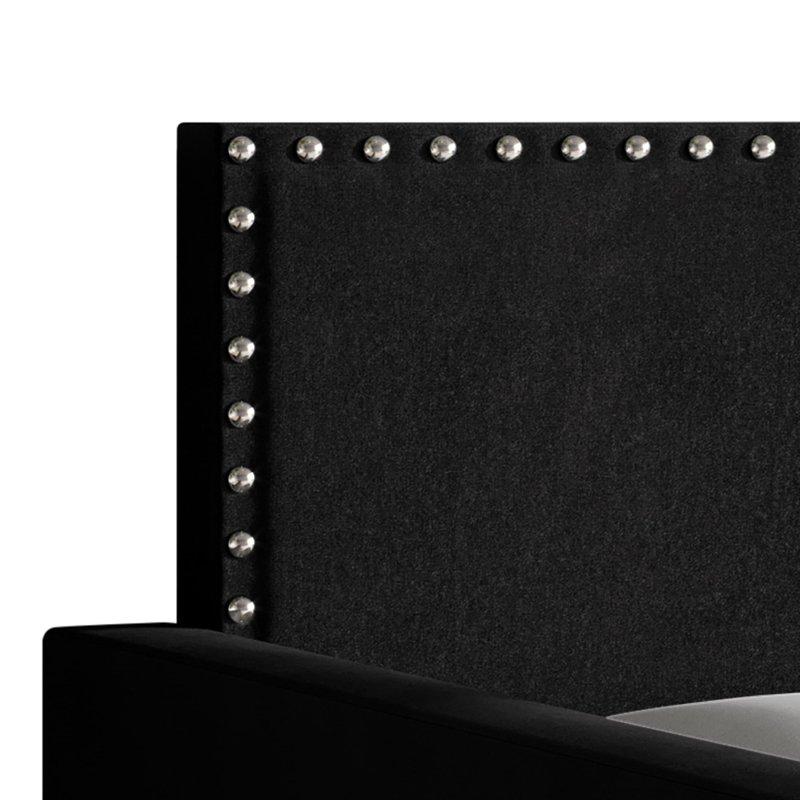 Siyah Kadife Döşemeli Krom Zımba Detaylı Daybed Karyola - 330354