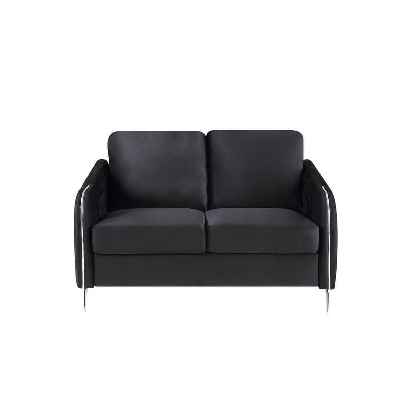 Siyah Kadife Krom Metal Ayaklı Dikey Kapitoneli Bohem Koltuk - 138 cm - 282497