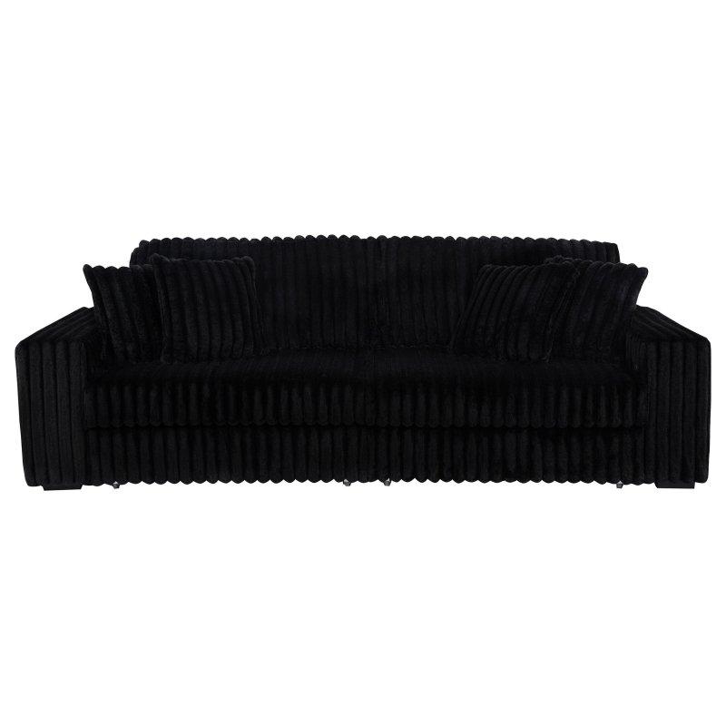 Siyah Kadife Kumaş Çift Motorlu USB Portlu Uzanmalı Bohem Koltuk - 275x115 cm - 288536