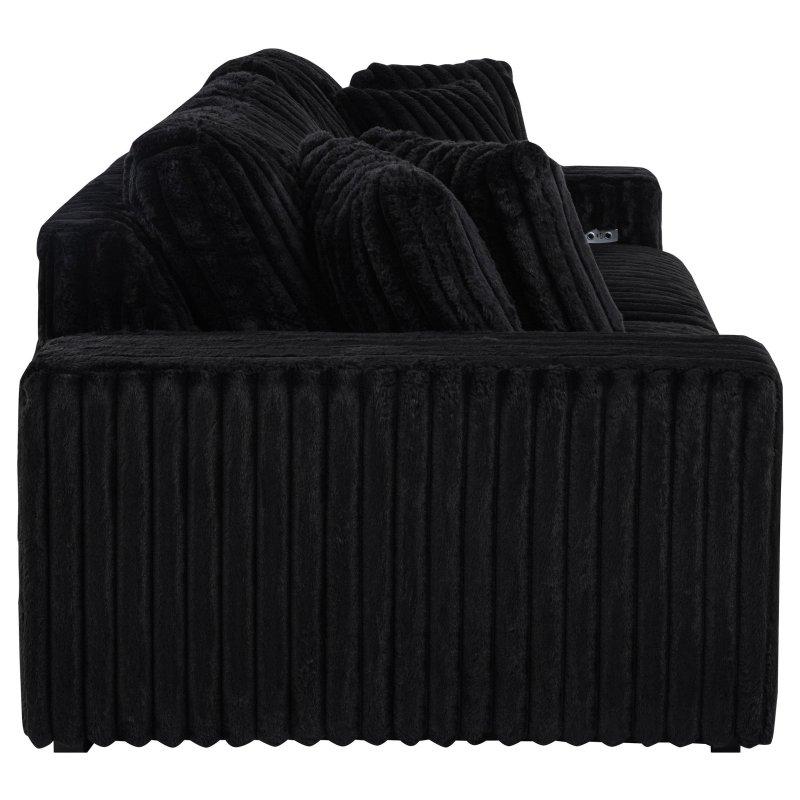 Siyah Kadife Kumaş Çift Motorlu USB Portlu Uzanmalı Bohem Koltuk - 275x115 cm - 288536