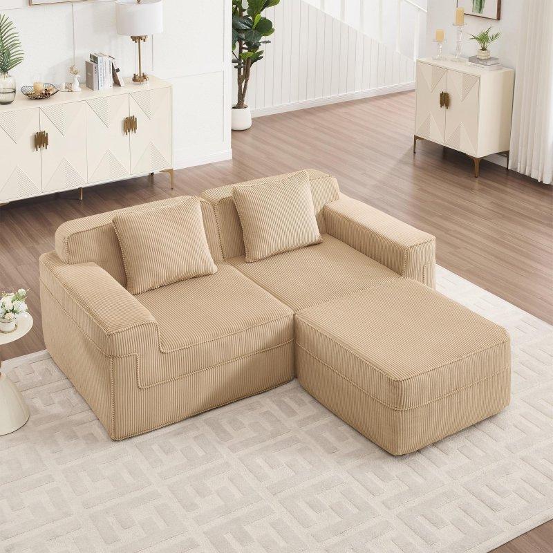 Siyah Kadife Kumaş Modüler Puflu Sağ Köşe Koltuk - 206 cm - 258001