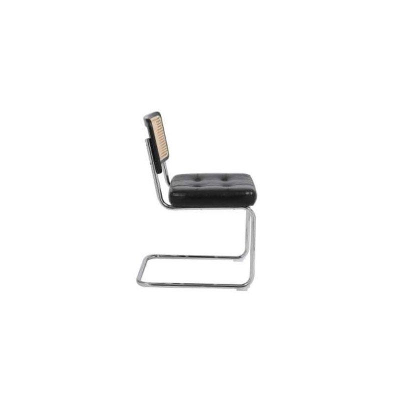 Siyah Kadife Metal Krom Ayaklı 2li Set Rattan Sandalye - 251844