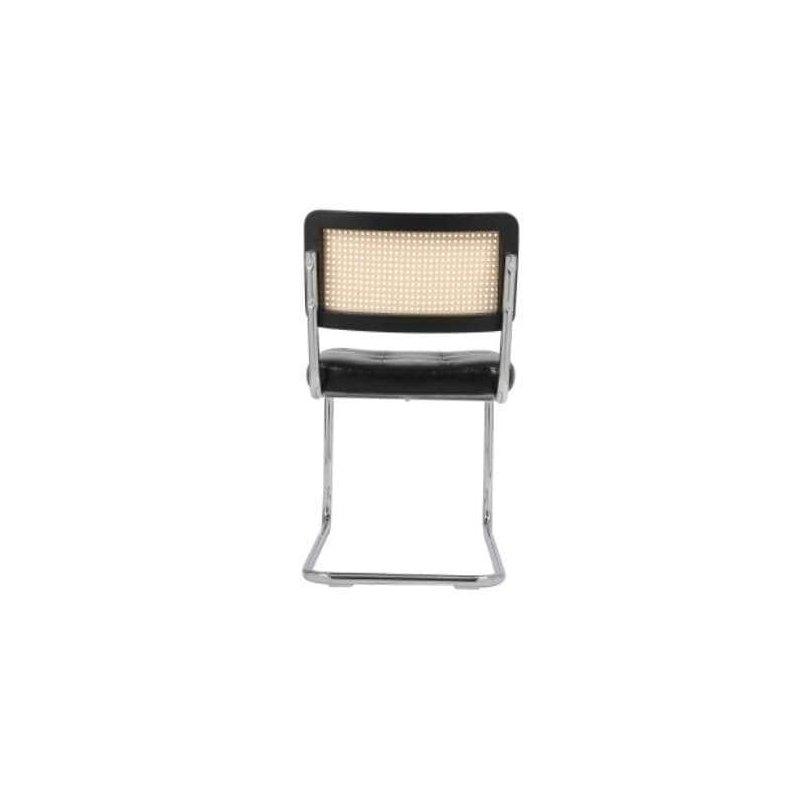 Siyah Kadife Metal Krom Ayaklı 2li Set Rattan Sandalye - 251844