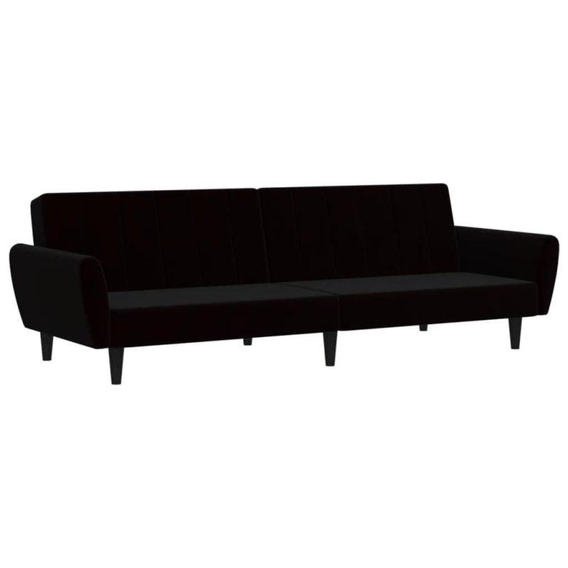 Siyah Kadife Yataklı 2 Kişilik Bohem Koltuk - 220x85x70 cm - 294651