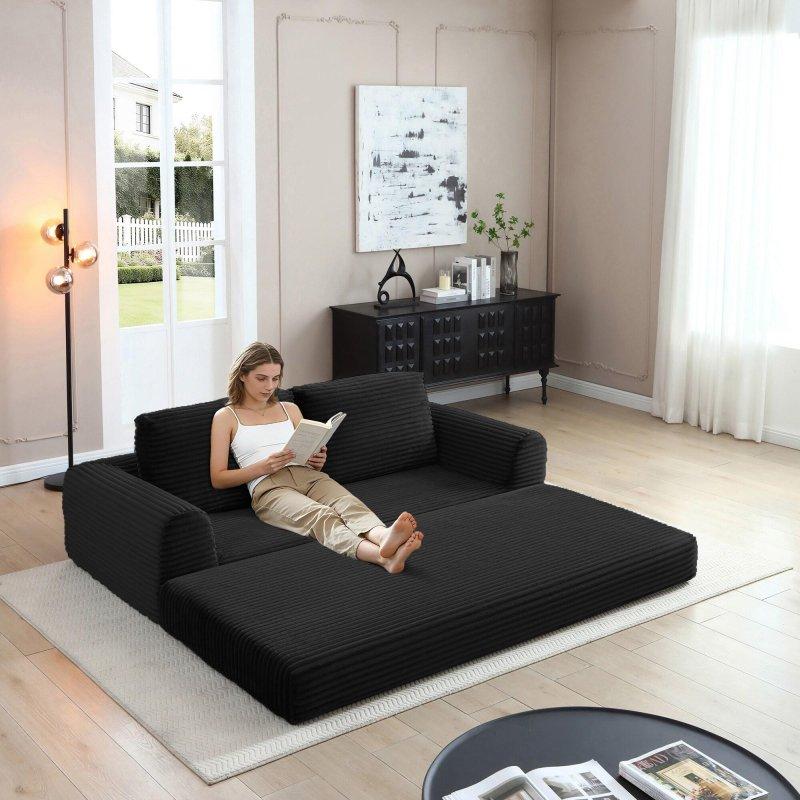 Siyah Kadife Yataklı Katlanabilir Bohem Koltuk - 209x95 cm - 287715 Siyah Kadife Yataklı Katlanabilir Bohem Koltuk - 209x95 cm - 287715