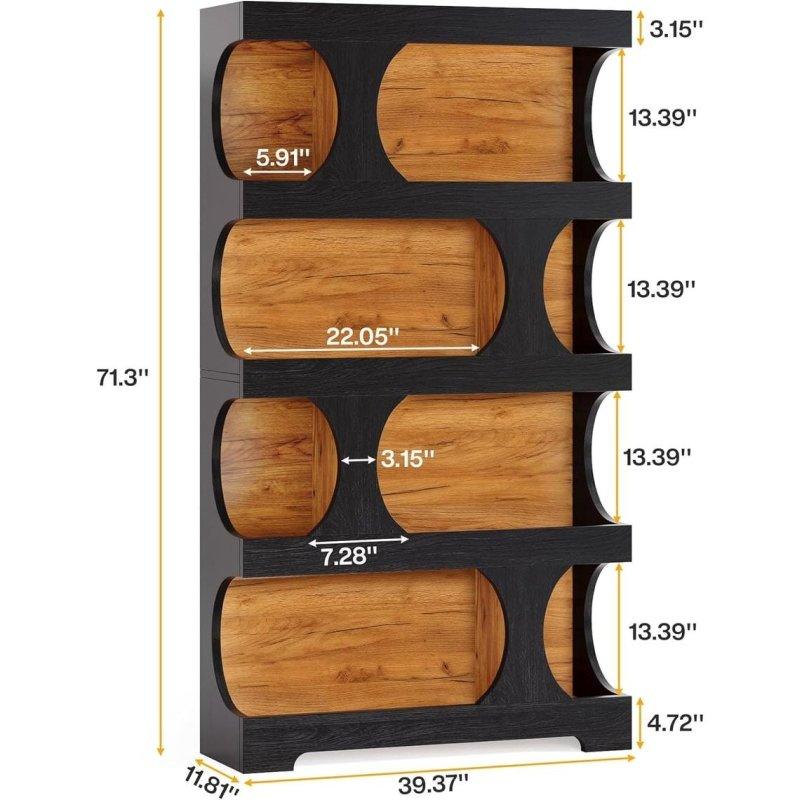 Siyah Kahverengi MDF 4 Raflı S Şeklinde Kitaplık - 181 cm - 312066