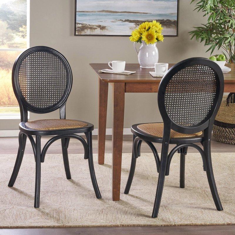Siyah Karaağaç 2li Set Rattan Sandalye - 46x56x93 cm - 252175