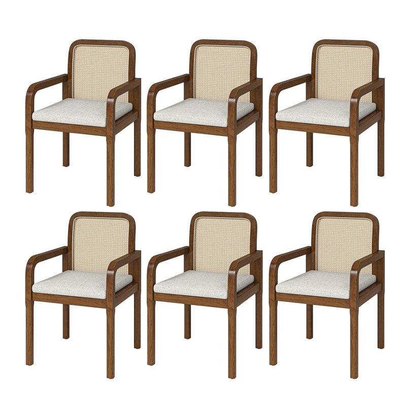 Siyah Kauçuk Ağacı Kolçaklı Çıkarılabilir Minderli 6lı Rattan Yemek Sandalyesi Seti - 252736