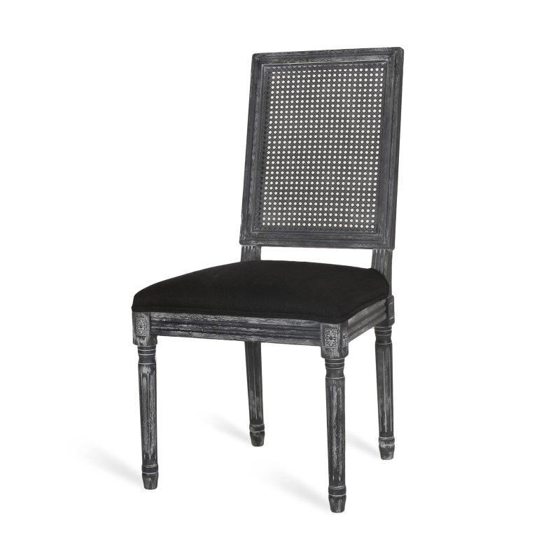 Siyah Kumaş Döşemeli Yivli Ayaklı 2li Set Rattan Sandalye - 251449