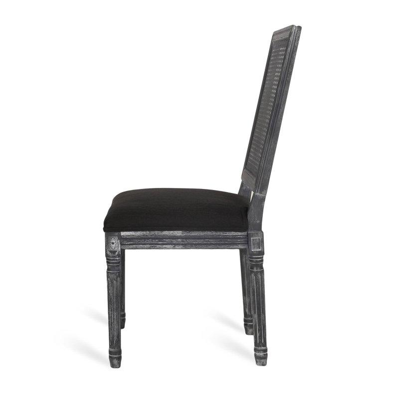 Siyah Kumaş Döşemeli Yivli Ayaklı 2li Set Rattan Sandalye - 251449
