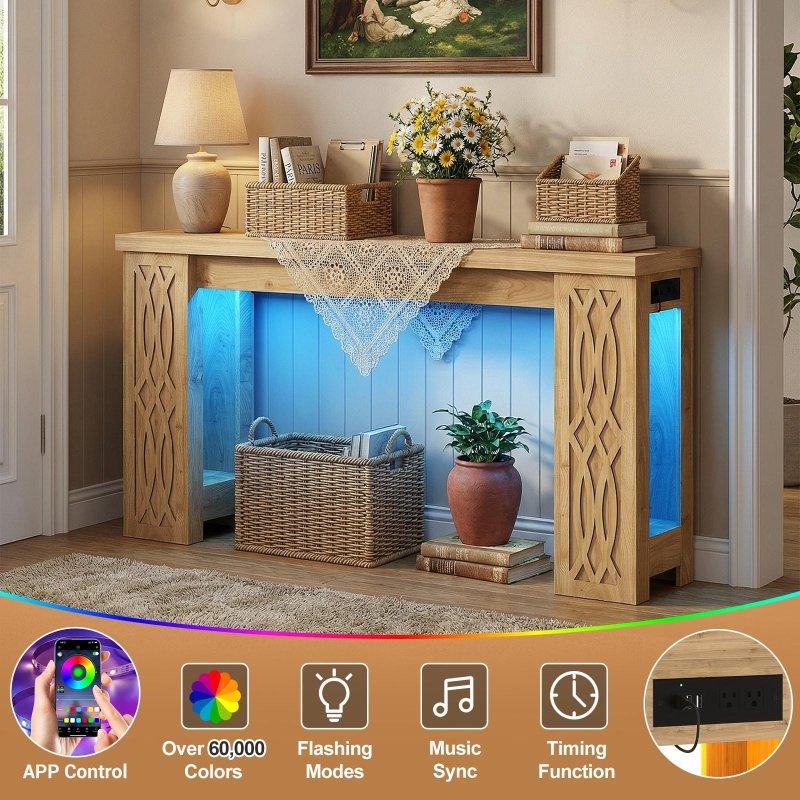 Siyah Laminat RGB LED Aydınlatmalı ve Prizli Oymalı Kır Evi Dresuar - 120 cm - 332143