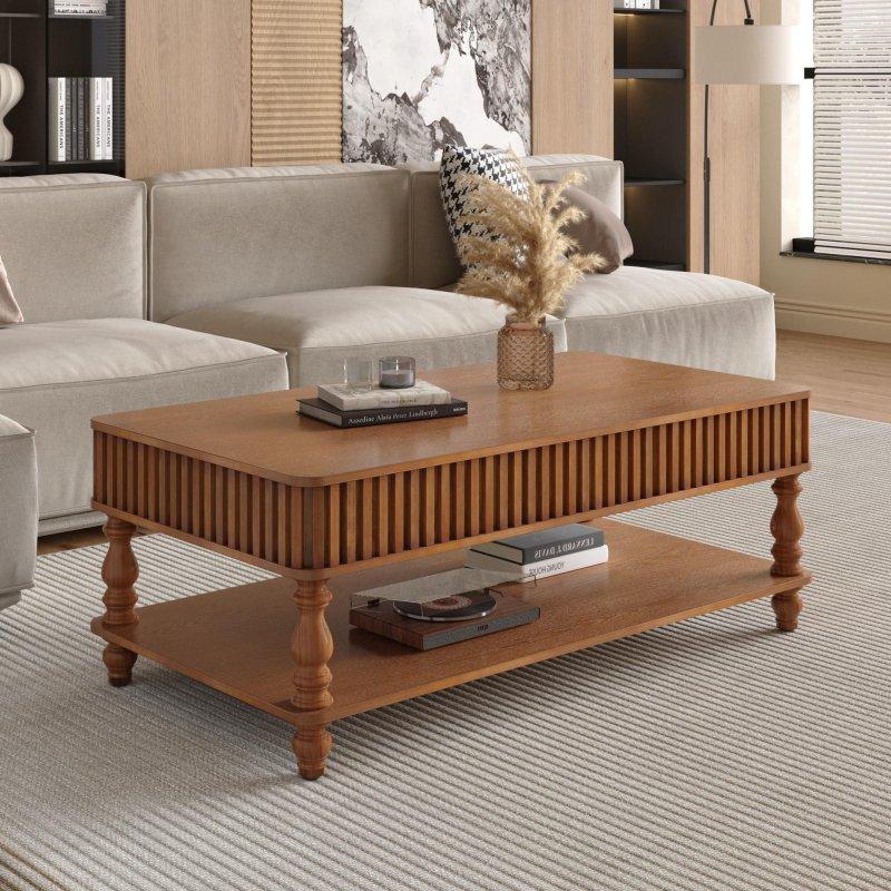 Siyah Masif Ahşap Asansörlü ve Saklama Alanlı Akıllı Sehpa - 120x60 cm - 254727