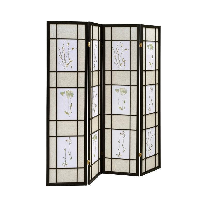 Siyah Masif Ahşap Çiçek Desenli Katlanır Paravan - 177x179 cm - 321216 Siyah Masif Ahşap Çiçek Desenli Katlanır Paravan - 177x179 cm - 321216