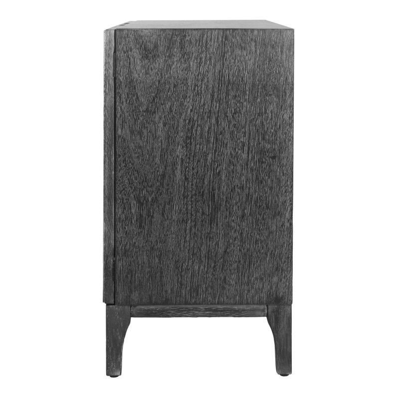 Siyah Masif Ahşap Oymalı 2 Kapaklı Bohem Konsol - 81x39x75 cm - 325338
