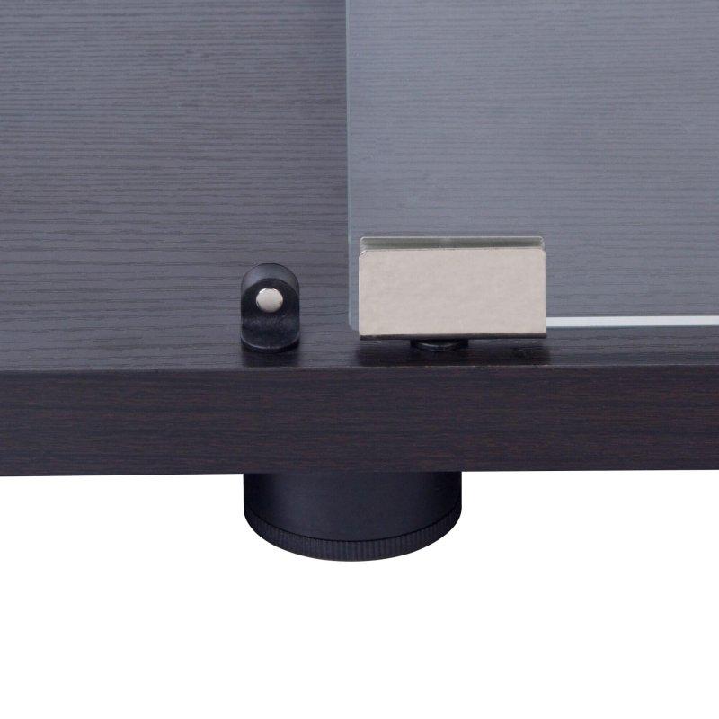 Siyah Masif Ahşap ve Cam LED Işıklı Kilitli 4 Raflı Kitaplık - 164x81x37 cm - 314966