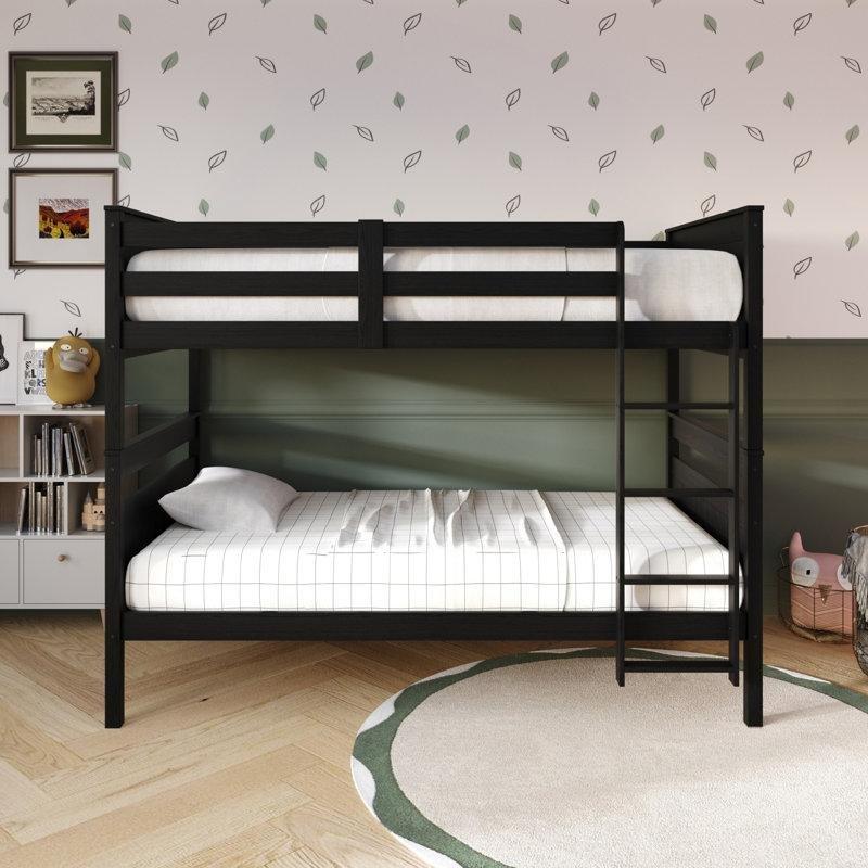Siyah Masif Ahşap ve MDF Dahili Merdivenli Ranza - 111x199 cm - 246262