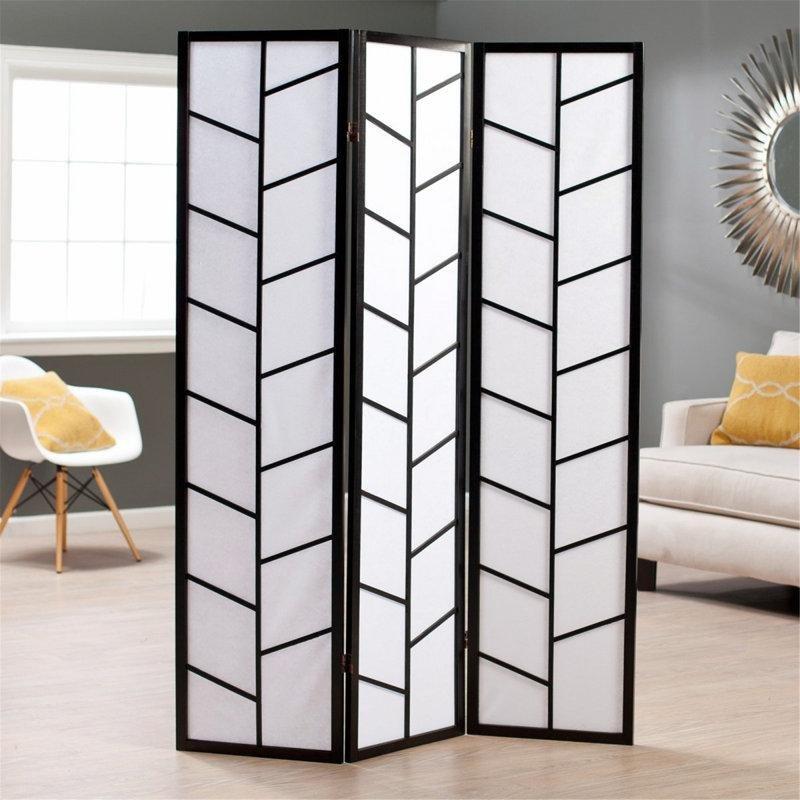 Siyah Masif Çam Ahşap Katlanır 3 Panelli Paravan - 181x130x6 cm - 321106