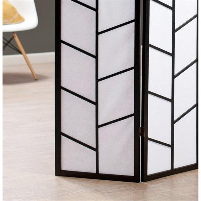 Siyah Masif Çam Ahşap Katlanır 3 Panelli Paravan - 181x130x6 cm - 321106