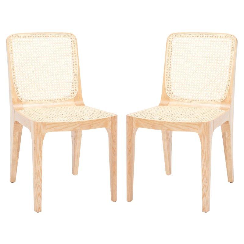 Siyah Masif Dişbudak Ağacı Konik Ayaklı 2li Set Rattan Sandalye - 51x59x89 cm - 252443
