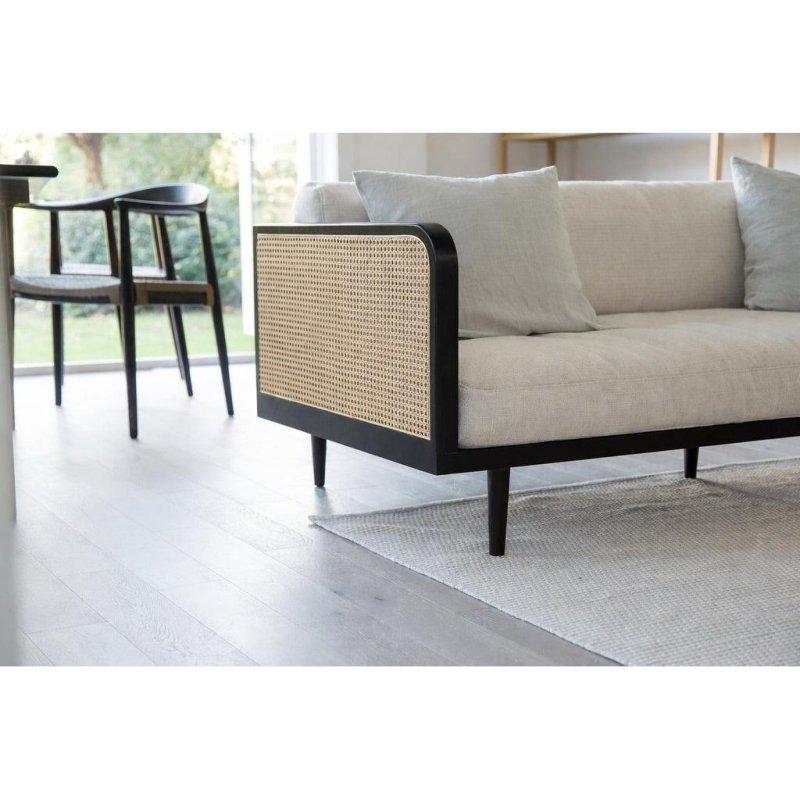 Siyah Masif Dişbudak ve El Dokuması Rattan Bohem Koltuk - 191x84 cm - 288888