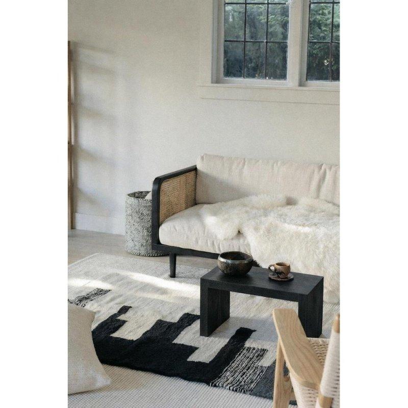 Siyah Masif Dişbudak ve El Dokuması Rattan Bohem Koltuk - 191x84 cm - 288888