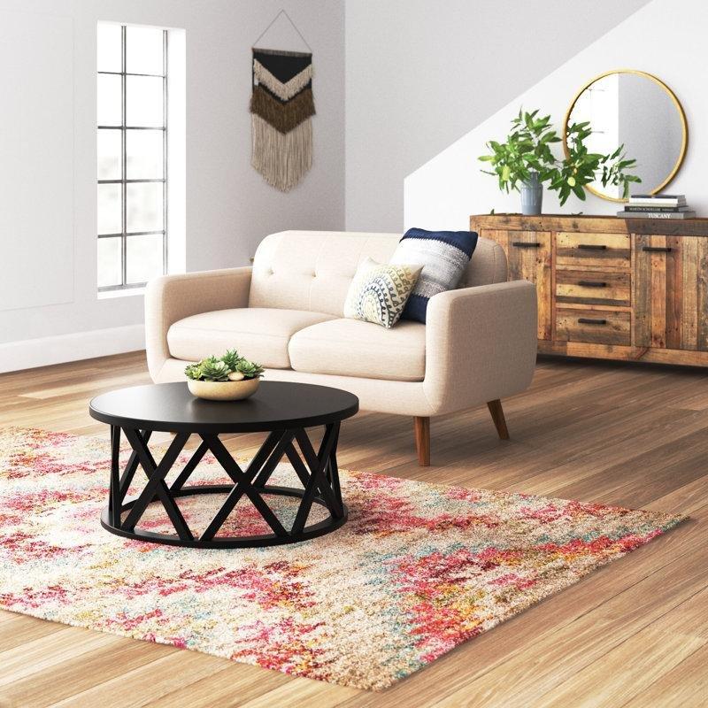 Siyah Masif Kauçuk Ağacı Çapraz Ayaklı Yuvarlak Orta Sehpa - 102 cm - 244941