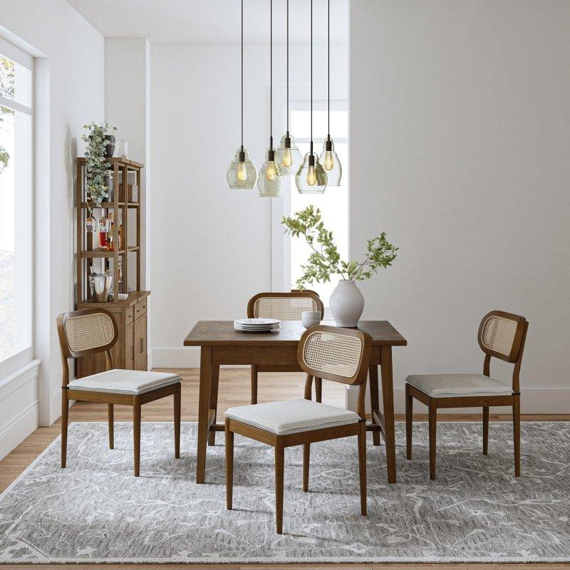 Siyah Masif Kauçuk Ağacı Çıkarılabilir Minderli 4lü Rattan Sandalye Seti - 252439