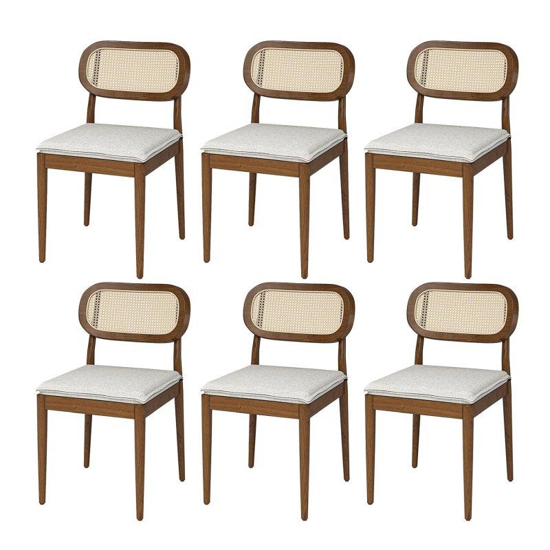 Siyah Masif Kauçuk Ağacı Çıkarılabilir Minderli 6lı Rattan Sandalye Seti - 253312