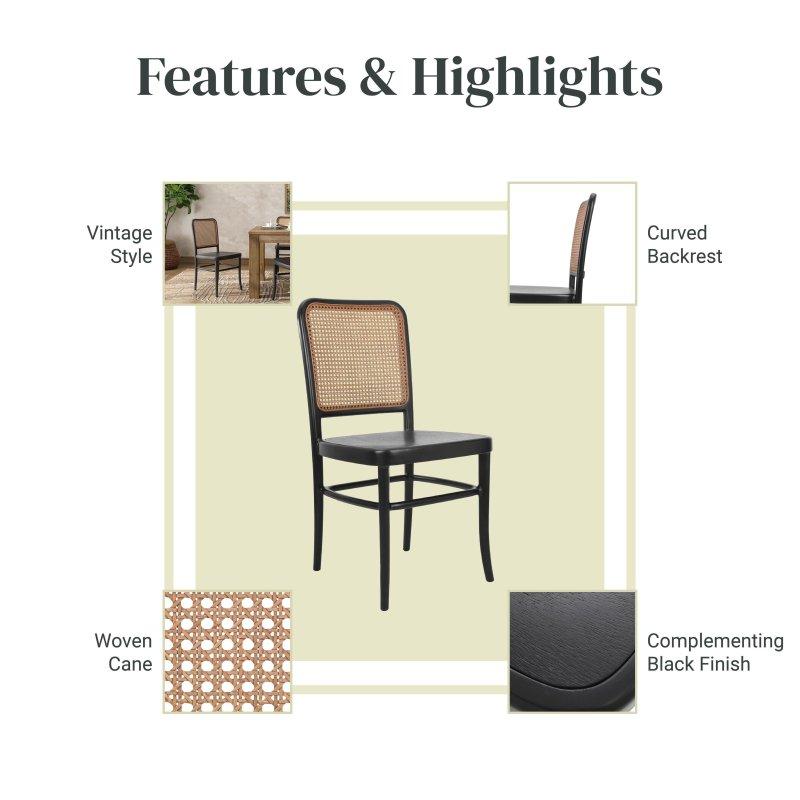 Siyah Masif Kauçuk Ağacı ve Rattan 2li Set Montajsız Rattan Sandalye - 252915