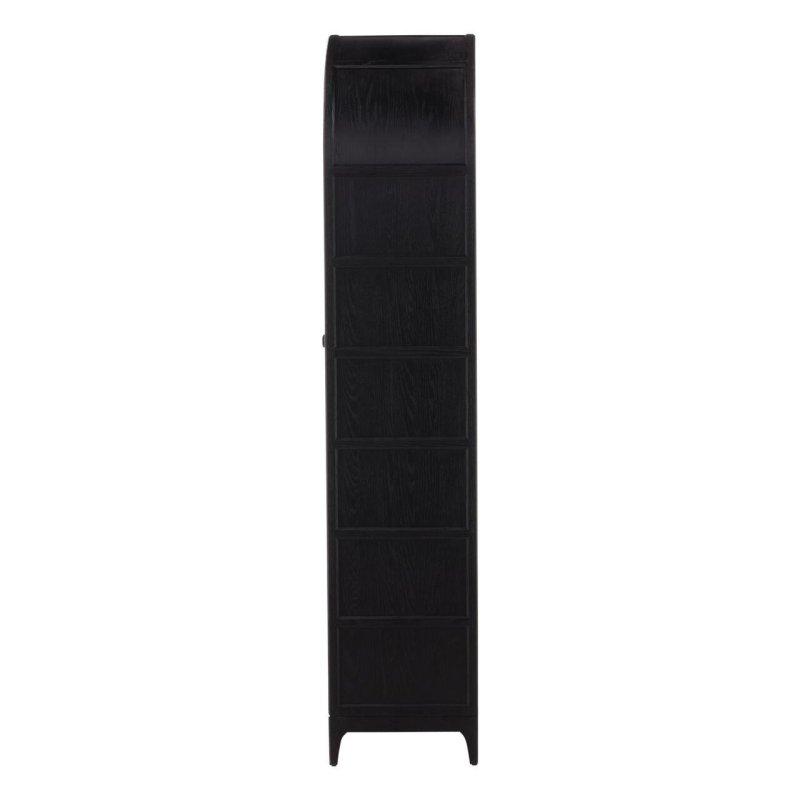 Siyah Masif Meşe Kemerli Cam Raflı Endüstriyel Kitaplık - 94x44x219 cm - 317235