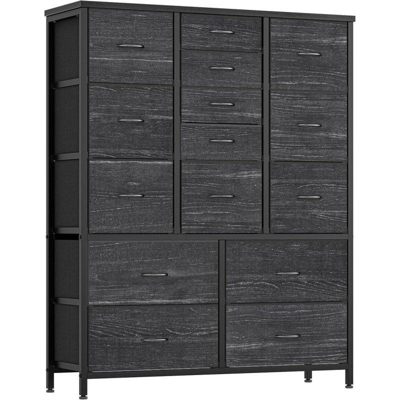 Siyah MDF 15 Çekmeceli Şifonyer - 100x30x122 cm - 311425