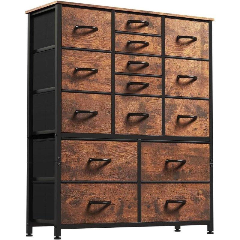 Siyah MDF 15 Çekmeceli Şifonyer - 100x30x122 cm - 311425