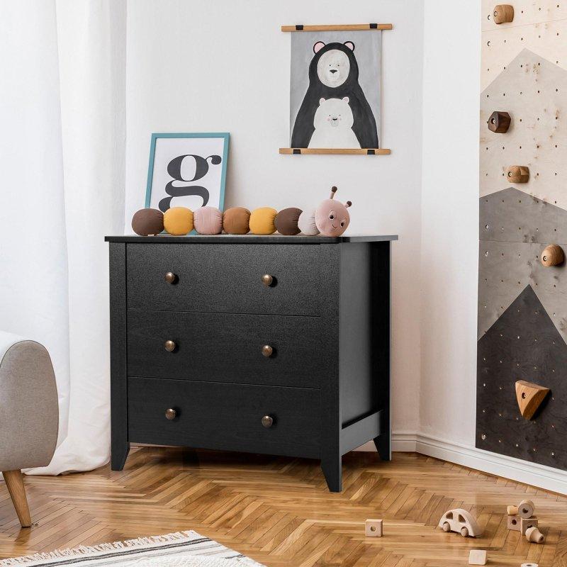 Siyah MDF 3 Çekmeceli Modern Şifonyer - 72x46x67 cm - 304220