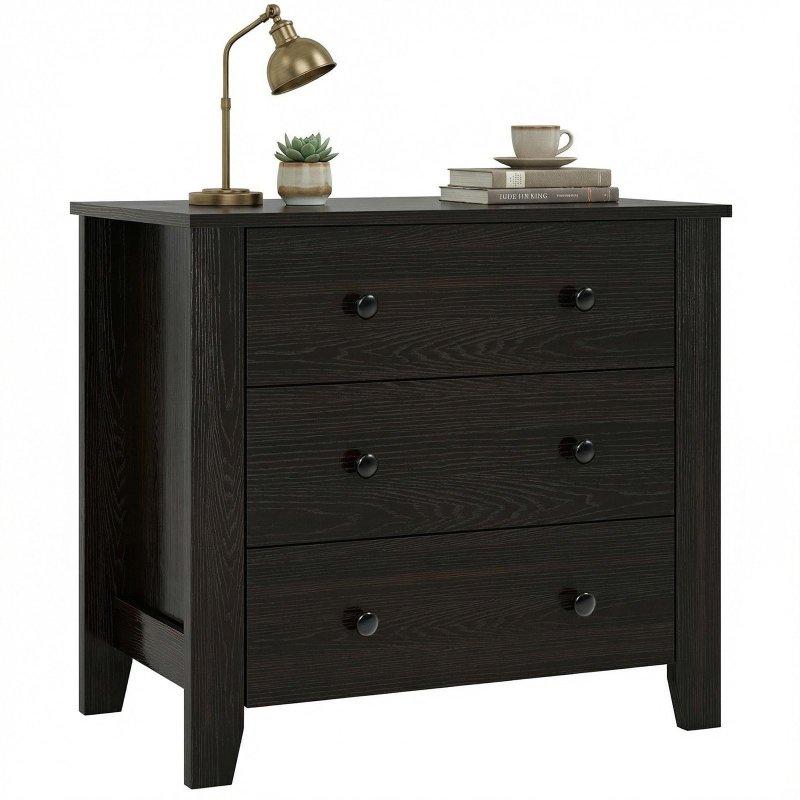 Siyah MDF 3 Çekmeceli Modern Şifonyer - 72x46x67 cm - 304220