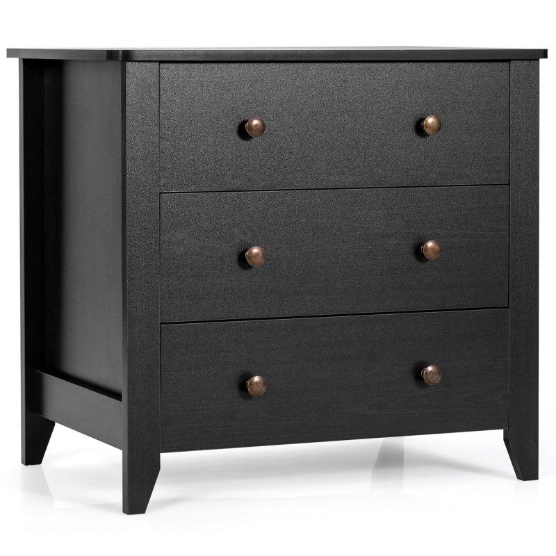 Siyah MDF 3 Çekmeceli Modern Şifonyer - 72x46x67 cm - 304220