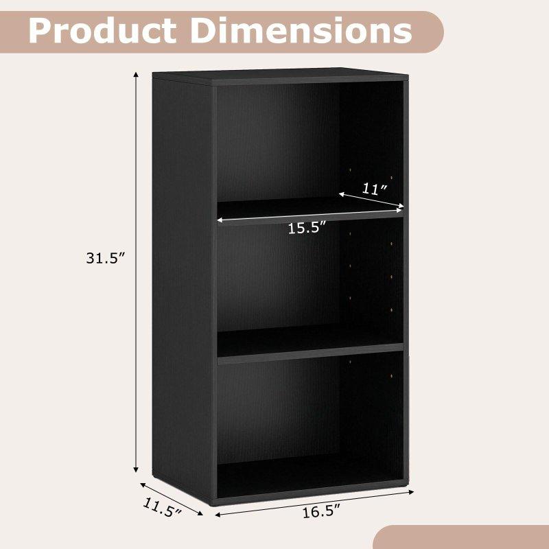 Siyah MDF 3 Raflı Ayarlanabilir Küp Kitaplık - 42x30x81 cm - 318774