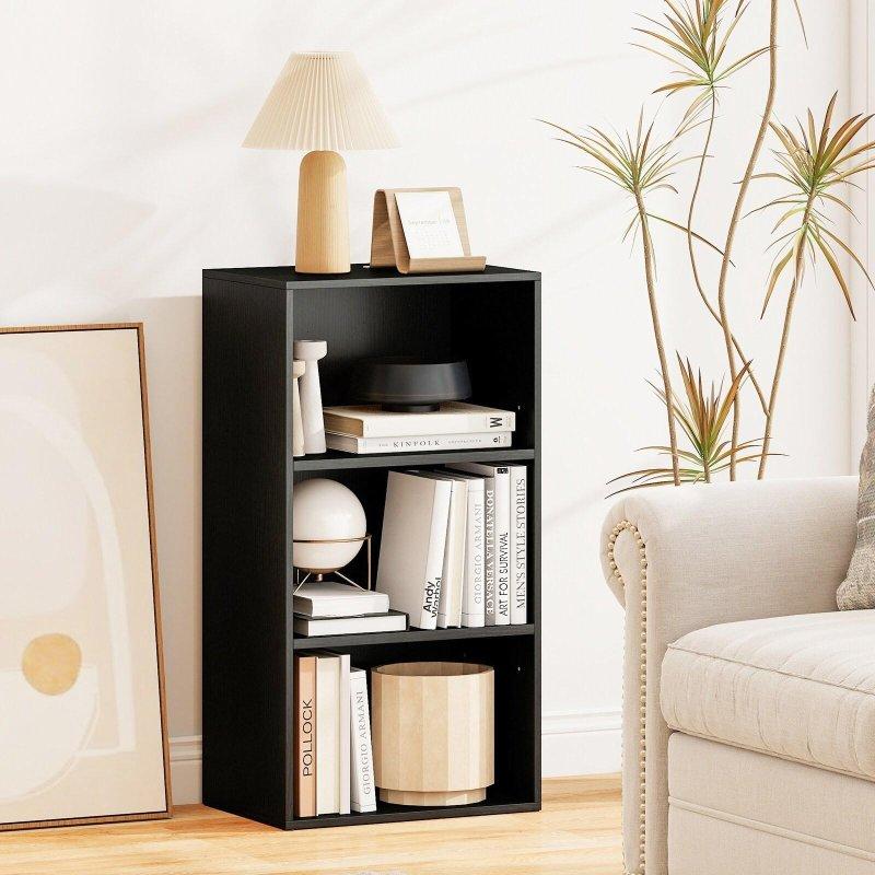 Siyah MDF 3 Raflı Ayarlanabilir Küp Kitaplık - 42x30x81 cm - 318774