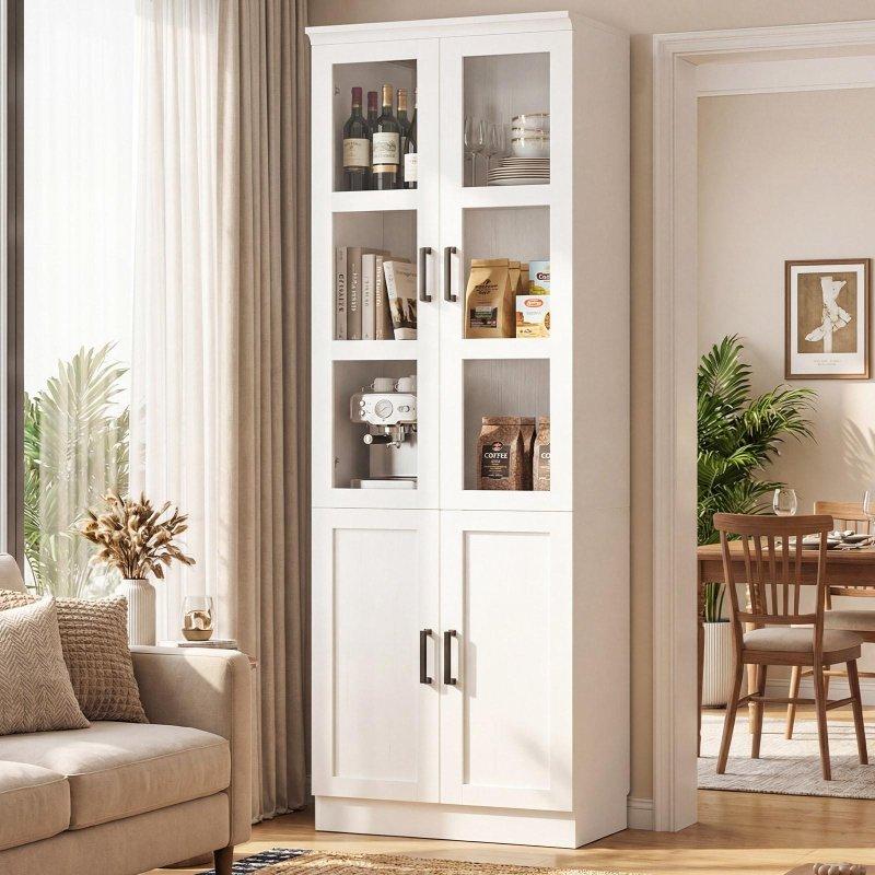 Siyah MDF 5 Raflı Ayarlanabilir Cam Kapaklı Kitaplık - 60x32x203 cm - 239534