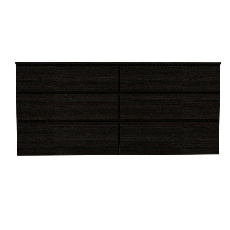 Siyah MDF 6 Çekmeceli Kulpsuz Tasarım Şifonyer - 154 cm - 304977