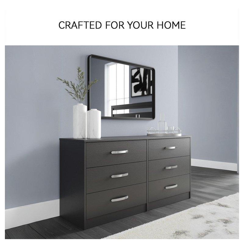 Siyah MDF 6 Çekmeceli Metal Kulplu Şifonyer - 150 cm - 305417