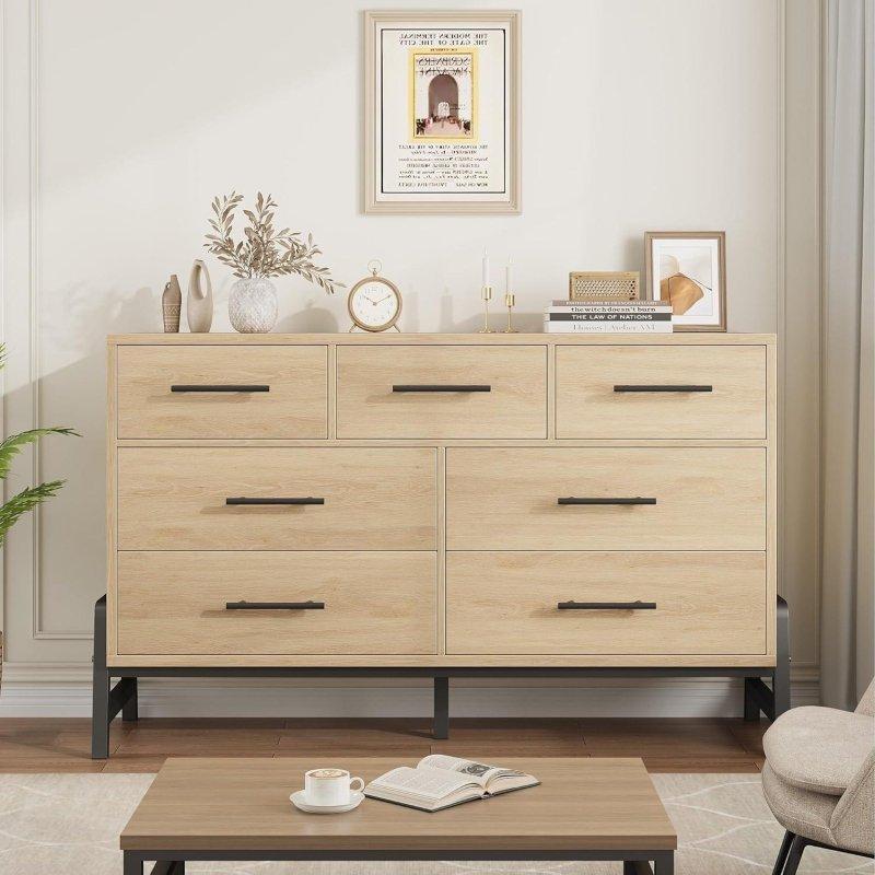 Siyah MDF 7 Çekmeceli Yatay Şifonyer - 138 cm - 297685