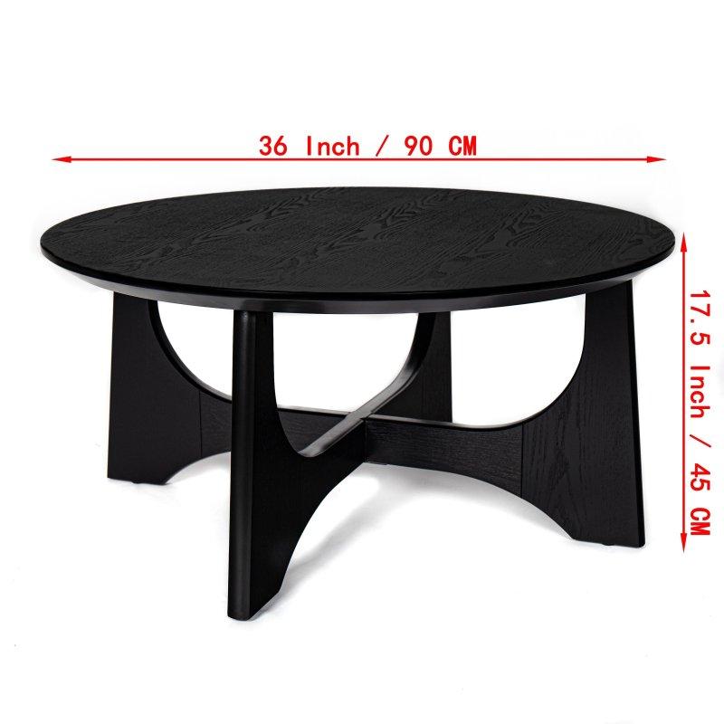 Siyah MDF Çapraz Ayaklı Yuvarlak Orta Sehpa - 92 cm - 240350