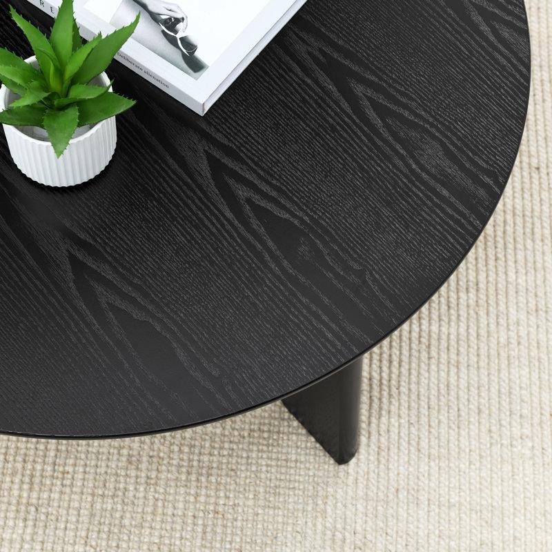 Siyah MDF Çapraz Ayaklı Yuvarlak Orta Sehpa - 92 cm - 245145