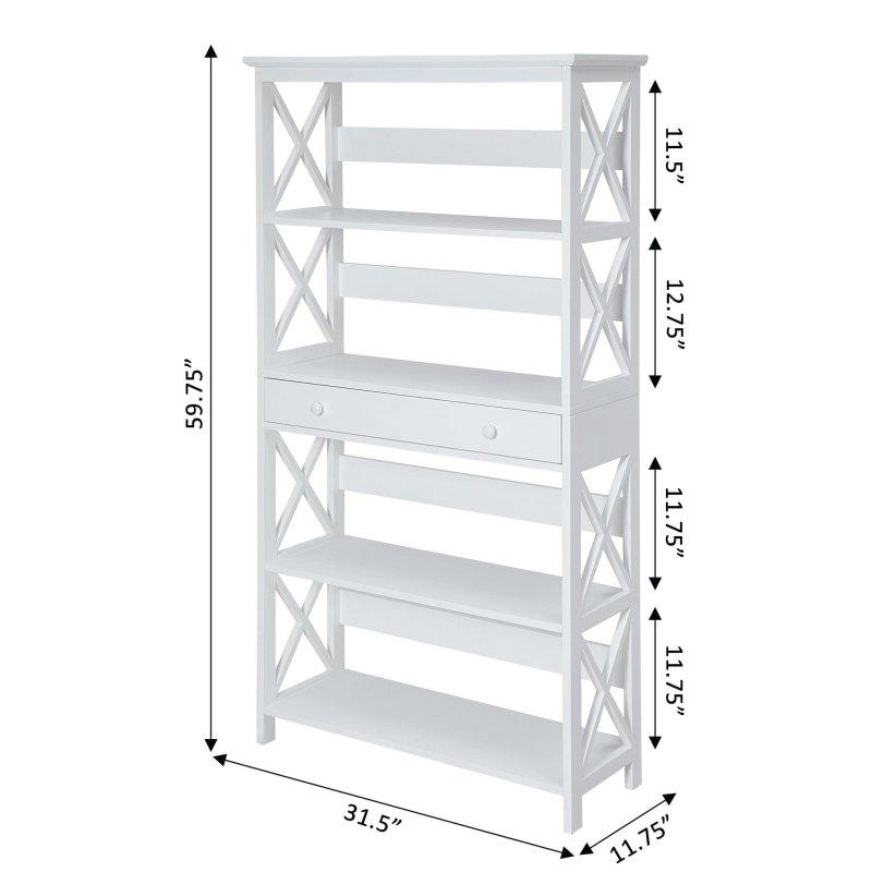 Siyah MDF Çekmeceli 5 Raflı X Tasarım Kitaplık - 81x152 cm - 313130