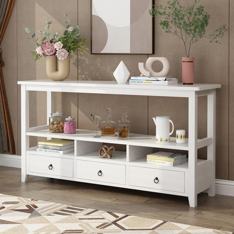 Siyah MDF Çekmeceli ve Raflı Vintage Dresuar - 332549